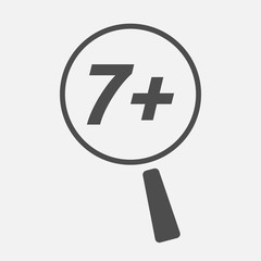 Fototapeta premium Isolated magnifying glass icon focusing the text 7+