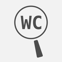 Isolated magnifying glass icon focusing    the text WC