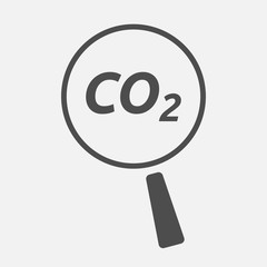 Isolated magnifying glass icon focusing    the text CO2