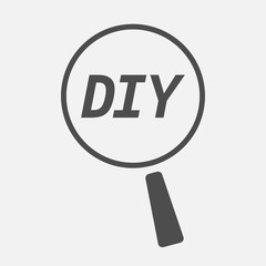 Isolated magnifying glass icon focusing    the text DIY