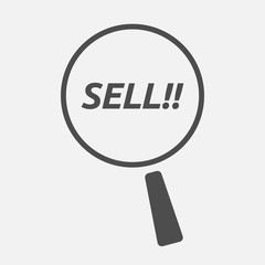 Isolated magnifying glass icon focusing    the text SELL!!
