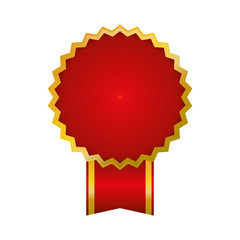 Label concept represented by seal stamp with ribbon icon. Isolated and flat illustration 