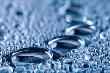water drops of on surface treat water-repellent in macro lens shot