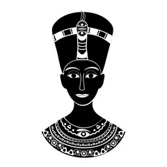 Black and white silhouette of the ancient Egyptian queen Neferti