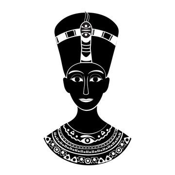 recommend clip art: Black and white silhouette of the ancient Egyptian queen Neferti