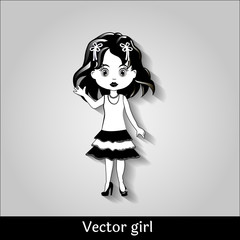 Beautiful romantic girl on grey background, vector illustration