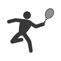 Sport concept represented by Pictogram Tennis player and racket icon. Isolated and flat illustration 