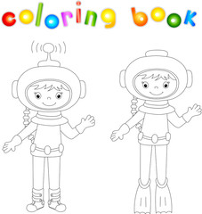 Astronaut and diver coloring book