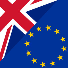 Brexit concept. England flag versus an European flag.
