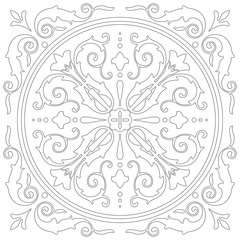 Unique coloring book square page for adults - seamless pattern tile
