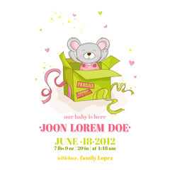 Baby Shower or Arrival Card - Baby Mouse Girl - in vector