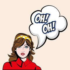 Pop art concept represented by girl cartoon icon. Colorfull illustration. Pastel background