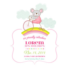 Baby Shower or Arrival Card - Baby Mouse Girl - in vector