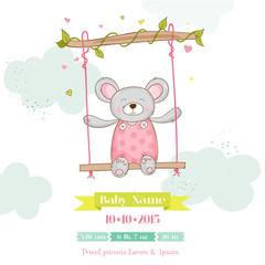 Baby Shower or Arrival Card - Baby Mouse Girl - in vector