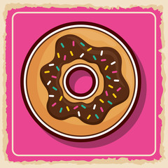 Sweet food product concept represented by donut icon. Colorfull and frame illustration. 