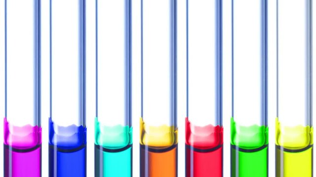 The glass tube decreases the level of ink of different colors
