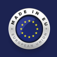 Made in Europe (EU) silver badge vector