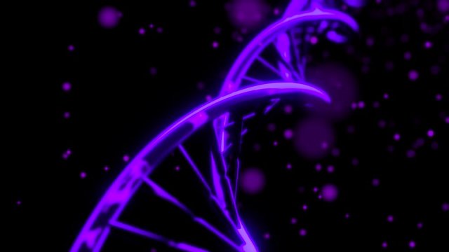 DNA spinning RNA double helix slow tracking shot closeup depth of field 4K
