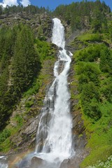 Fototapeta premium Stuibenfall in Otztal, Austria is the longest waterfall (159 m) in Tirol.