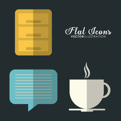 Office instrument concept represented by bubble and mug icon. Colorfull and Flat illustration. 