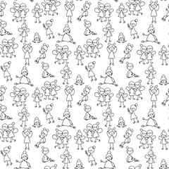 Hand drawing. Illustration of little fairy. Seamless pattern.