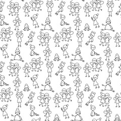 Hand drawing. Illustration of little fairy. Seamless pattern.