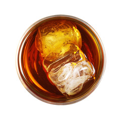 whiskey with ice top view © easyasaofficial