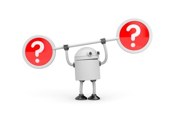 Robot and question marks. 3d illustration