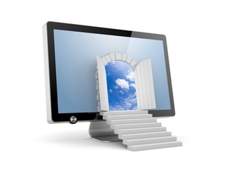 The door to a new virtual reality. 3d illustration