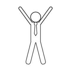 Sketch icon of people with hands up winner champion isolated vector illustration
