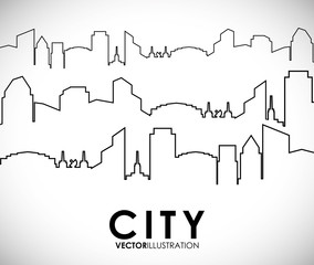 Obraz premium City and urban concept represented by building and tower icon. Silhouette and Isolated illustration