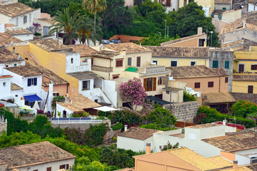 Fototapeta premium Aerial view of the old municipality of Capdepera as seen from the Castle wall. Island Majorca, Spain.