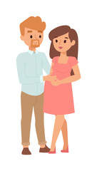Young pregnant woman, pregnancy female belly expecting beautiful future mother character vector. Pregnant woman lifestyle and pregnant women lifestyle happy mathernity woman. Love parent motherhood.