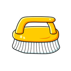 Yellow cleaning brush vector icon.