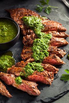 Homemade Cooked Skirt Steak with Chimichurri