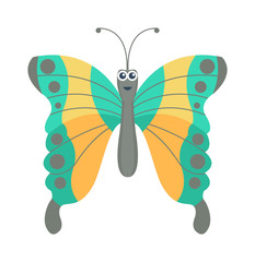 Cute flat butterfly vector. Flat butterfly isolated on white background. Different hand made style butterfly insects vector illustration. Baby kids butterfly insects