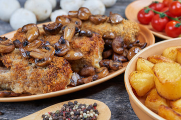 Pork roulades with mushrooms and vegetables