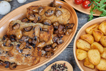Pork roulades with mushrooms and vegetables