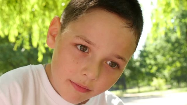 portrait of smiling boy, slow motion