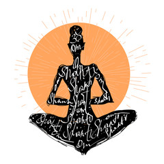 Yoga woman. Typography poster