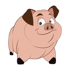 flat design pig cartoon icon vector illustration