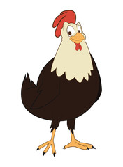 flat design hen cartoon icon vector illustration