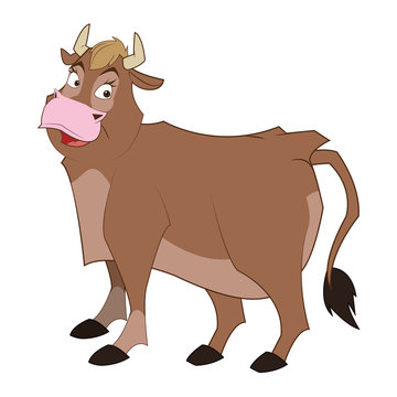 simple flat design bull cartoon icon vector illustration