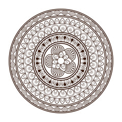 flat design round decorative line mandala icon vector illustration