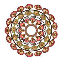 flat design circular multicolored decorative line mandala icon vector illustration