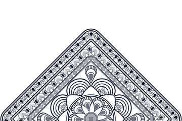 flat design triangular decorative line half mandala icon vector illustration