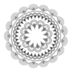 flat design round petal like decorative line mandala icon vector illustration