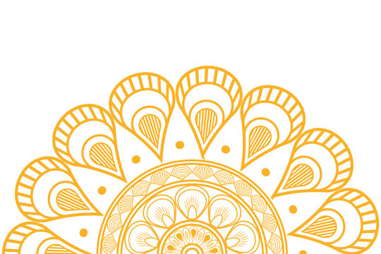 flat design circular decorative line half mandala icon vector illustration