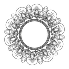 flat design round petal like decorative line mandala icon vector illustration