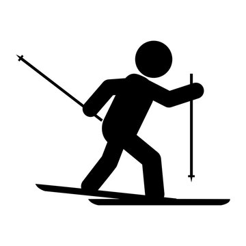 simple flat design skiing pictogram icon vector illustration